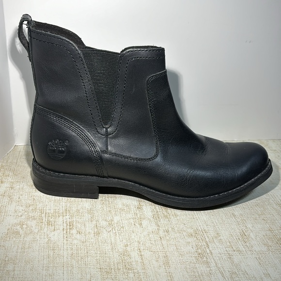 Timberland Ladies "Savin Hill" #8669A Black Leather Pull on Boots - Size 7.5 - Picture 2 of 12